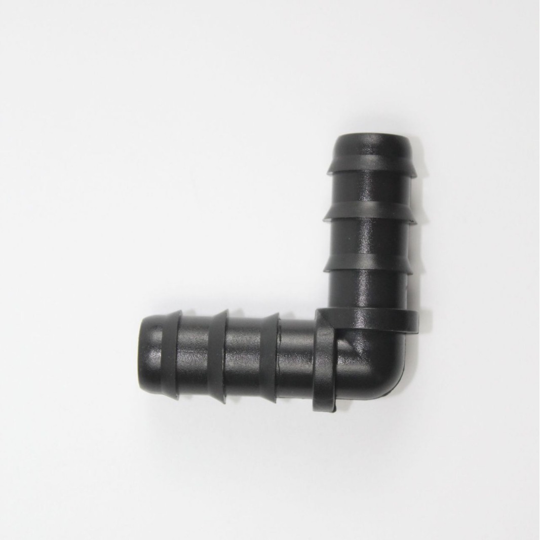 Nuevo material 16 PE tubo codo púbido invernadero accesorios de tubería de micro pulverización PE tubo enchufe accesorios de conector de ángulo recto simple image 5