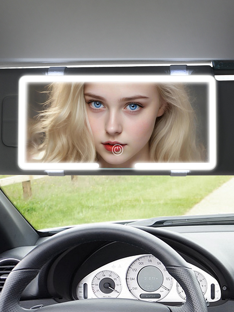 Source Factory Supplies Car Sunshade Vanity Mirror Led Fill Light High-Definition Mirror Three-Speed Dimming Car Mirror