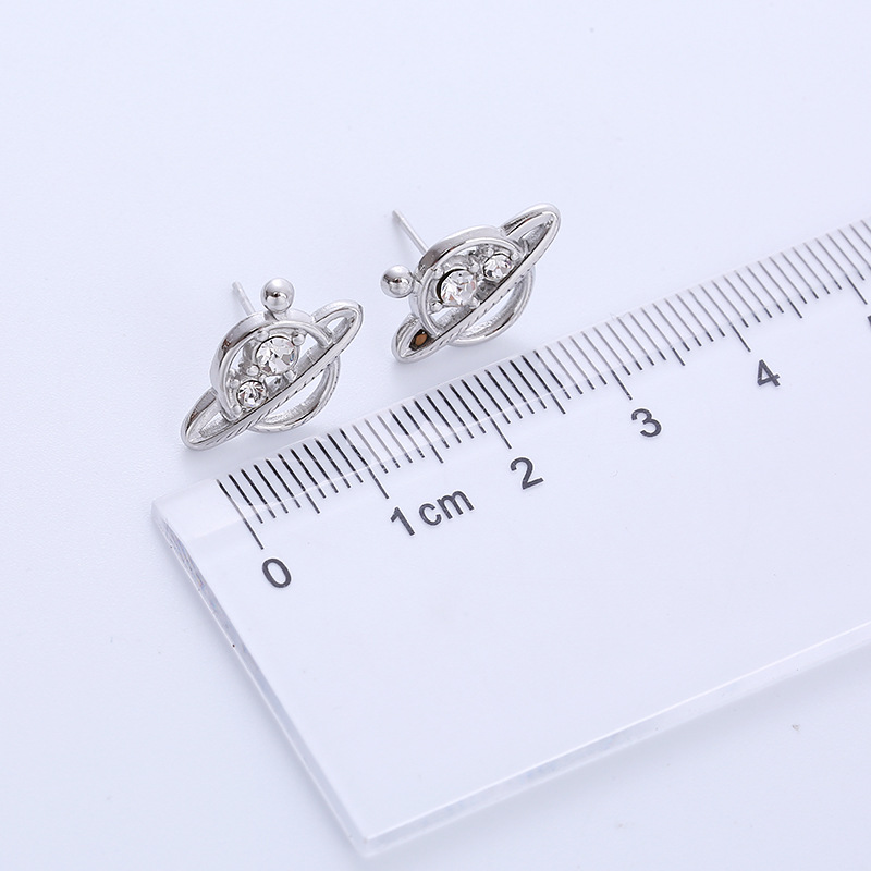 Novelty Planet Titanium Steel Earrings Inlay Zircon Stainless Steel Earrings display picture 4