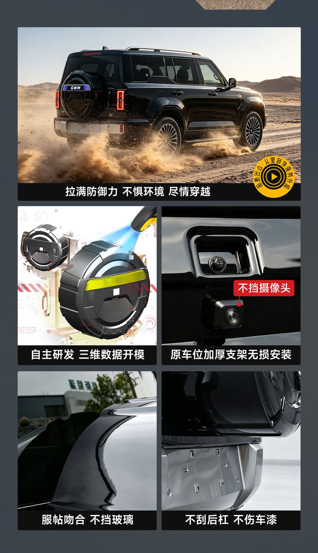 Suitable for Great Wall H10 spare tire cover, specialized full-cover stainless steel spare tire shell, tire cover, off-road vehicle modification accessories