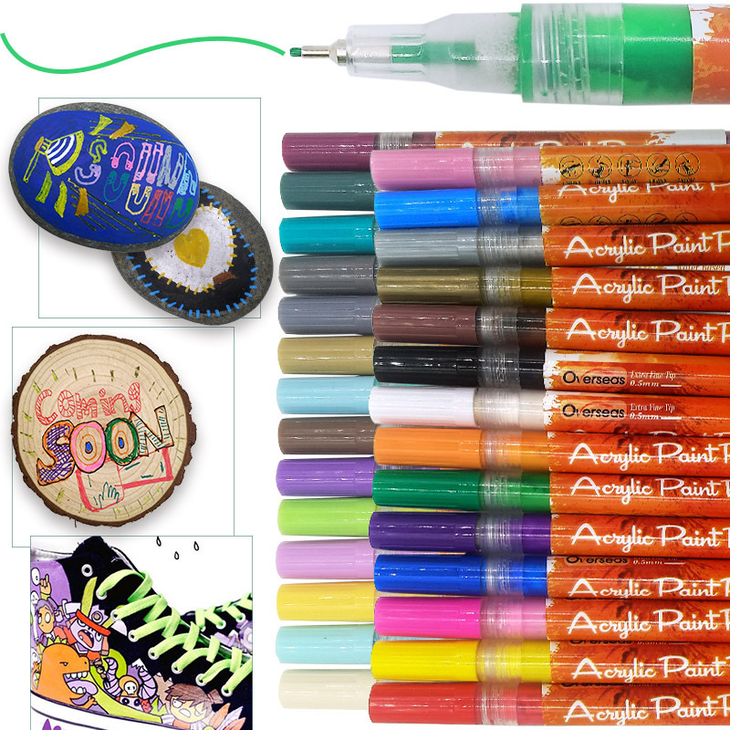 Cross-Border Ultra-Fine 0.5mm Acrylic Pen 28-Color Comic Hook Line Hand Account Painted Guka Graffiti Nail Art Marker Pen Cross-Border Ultra-Fine 0.5mm Acrylic Pen 28-Color Comic Hook Line Hand Account Painted Guka Graffiti Nail Art Marker Pen