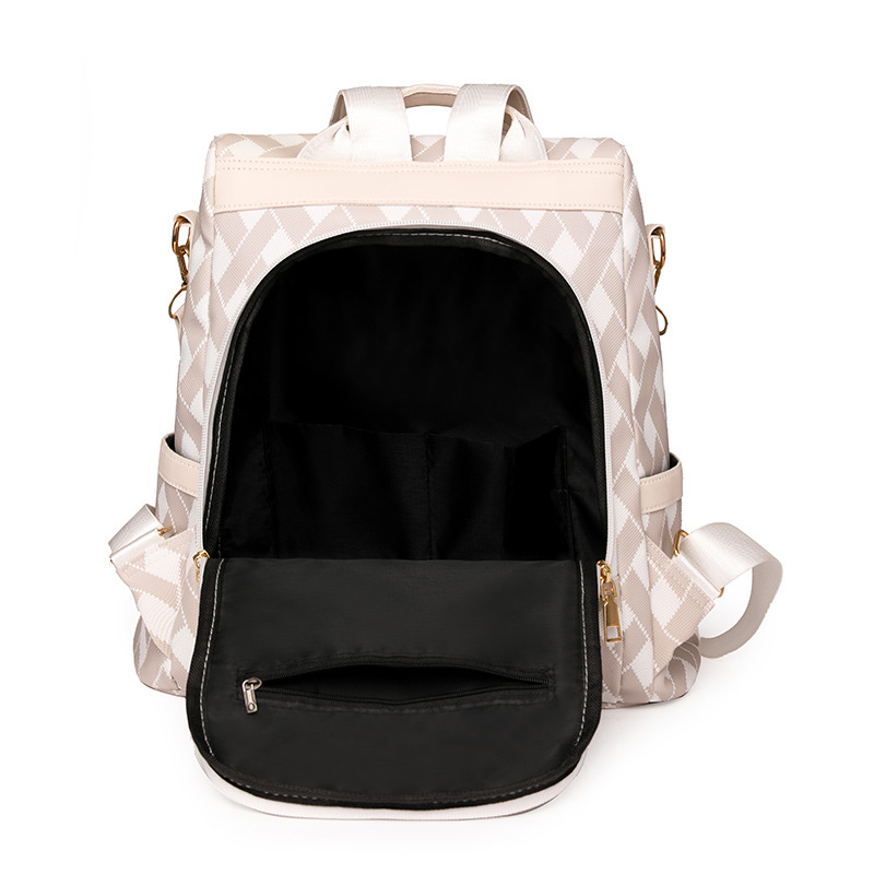 Mochila antirrobo de comercio exterior transfronterizo para mujer 2024 nueva moda color contraste mochila de viaje al aire libre mochila escolar de nailon de doble uso