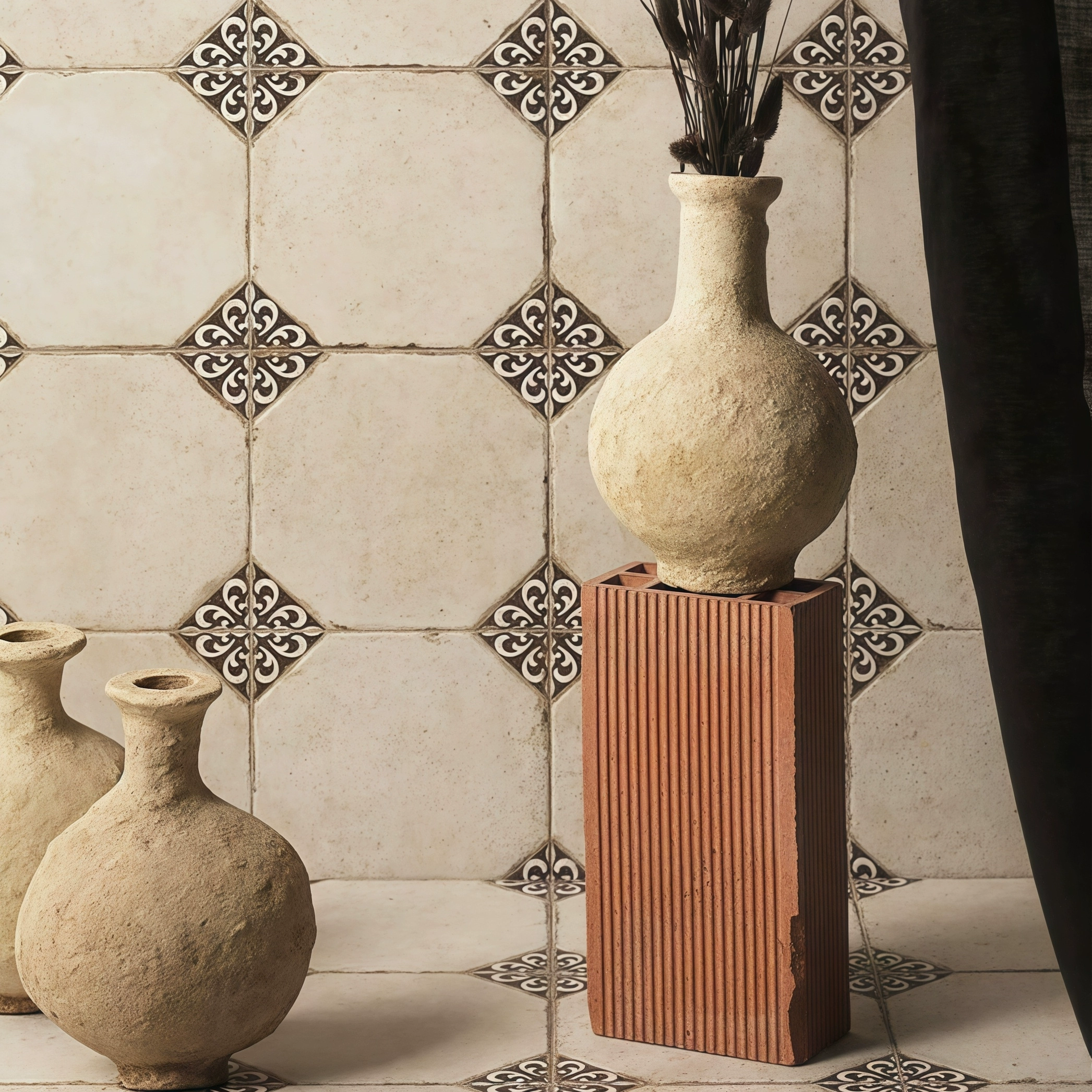 Винтажная полнокерамическая плитка Nanyang во французском стиле с мелким цветочным рисунком, антикварная нескользящая напольная плитка для ванной комнаты, плитка для ванной комнаты на балконе, в гостевом доме.