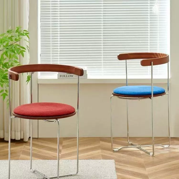 Ретро металлический обеденный стул Скандинавский складной стул домашний стул из цельного дерева простой современный ресторан повседневный стул для макияжа спинки