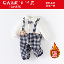 宝宝加厚夹棉哈衣婴儿连体衣新生儿棉衣秋冬季保暖爬爬棉服外出服