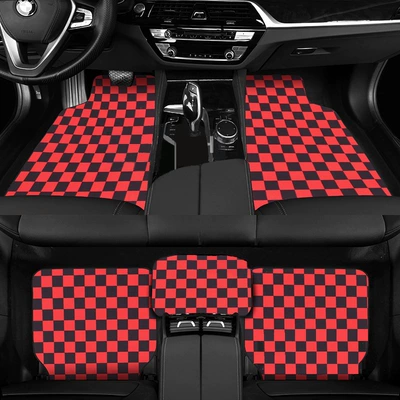 Cross-Border Car General Floor Mats Universal Foot Pad - black-and-red-front-row-two-piece-set