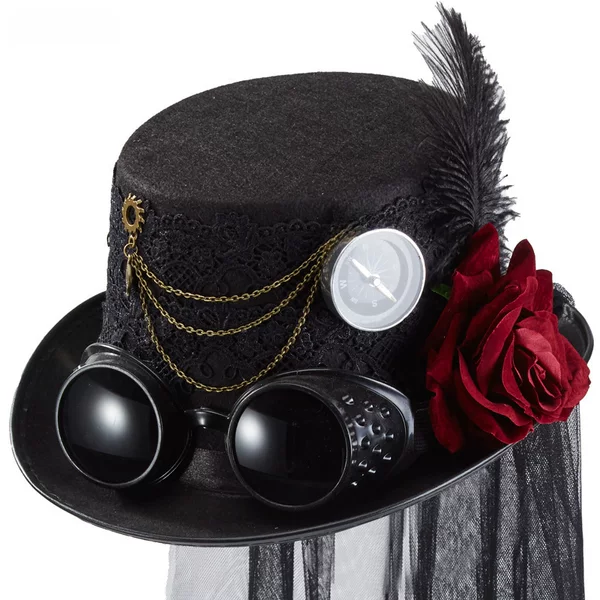 Lolita Rose lace veil hat steampunk topper feather goth goggles vintage headdress