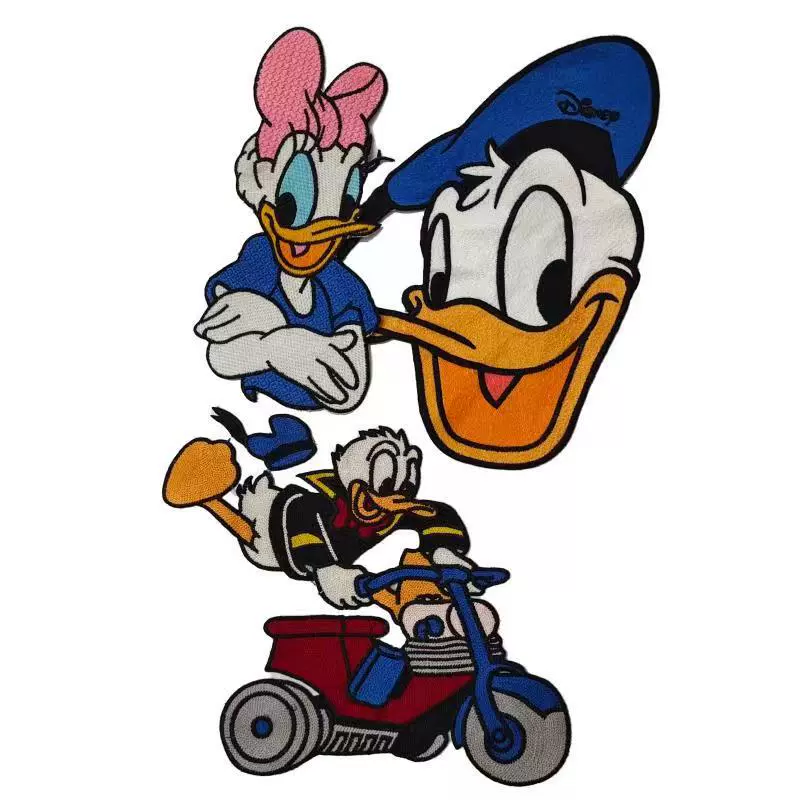 电脑绣花水溶刺绣布贴大号卡通可爱 唐老鸭破洞自粘diy服装辅料贴