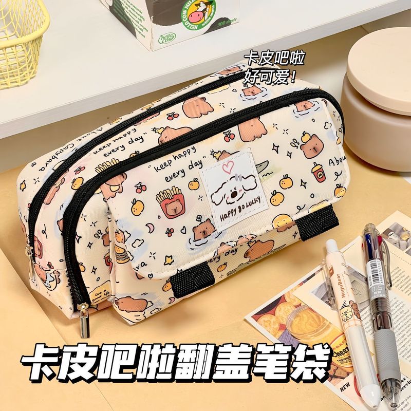 新学期シーズン ins 高価値キティ猫フリップペンバッグ多層文具箱大容量学生鉛筆収納袋|undefined