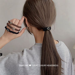 韓版愛心頭繩扎頭髮皮筋簡約時尚高彈力耐用馬尾不傷發圈發繩頭飾