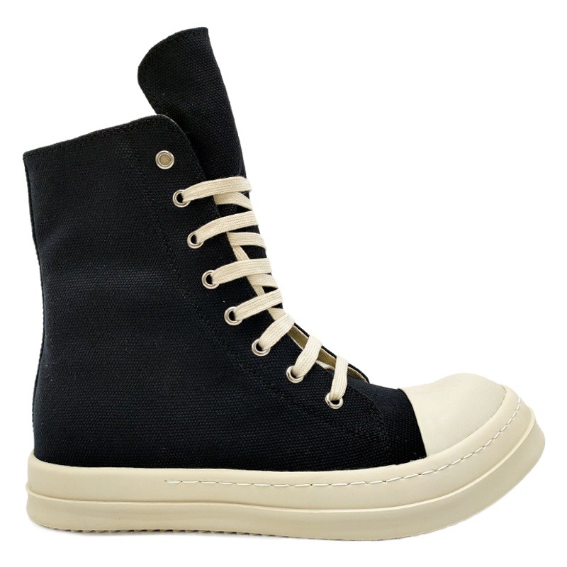 Ro High-Top Trbottomy Brand Sneakers Men's European and American Large Size Thick-Soled Black Couple Summer Versatile Canvas Shoes Men's Trbottomy Shoes