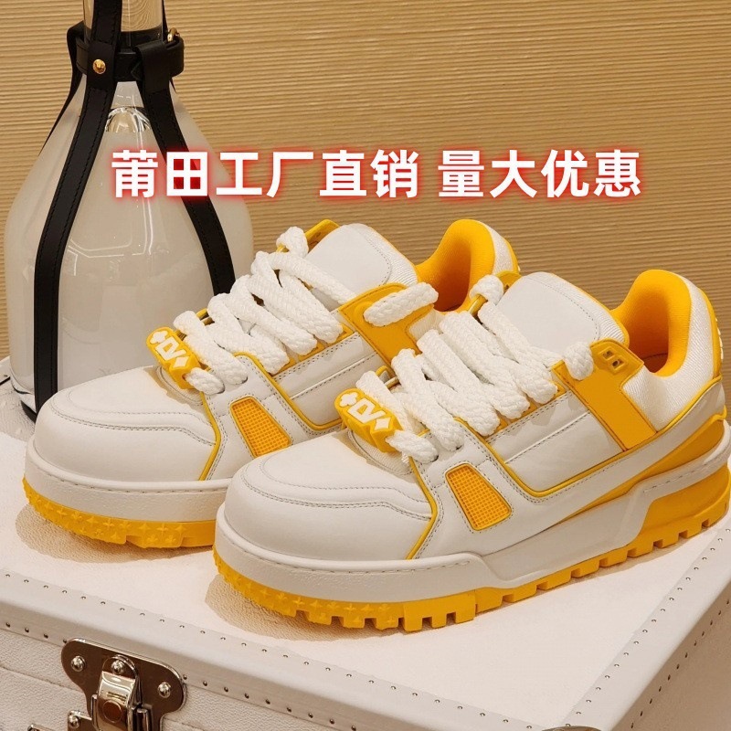 2025新款高版限定厚底增高gui lv小胖丁面包鞋休闲百搭情侣小白鞋|undefined