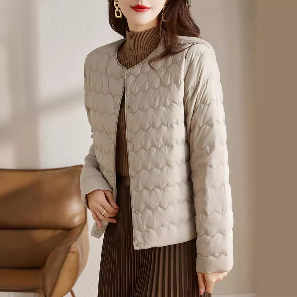 Spring fashionable ultra light ultra thin down jacket with a round…