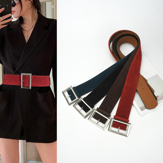 New Women's Belt Fashion Alloy Wide Belt Coat Genuine Leather Waist Seal Vintage Decorative Waistband All-match Simple