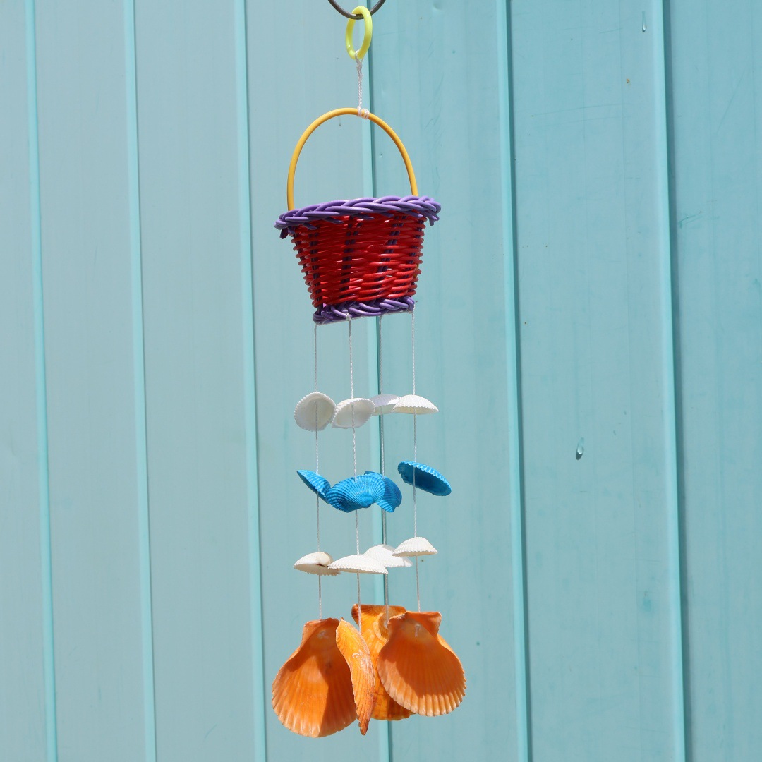 Small Blue Flower Shell Wind Chime Creative Hanging Decoration_voghion.com