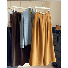 高级感加厚毛呢阔腿裤女2025秋冬款松紧高腰宽松百搭呢子休闲裤潮