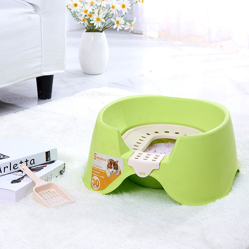 Cat squatting toilet litter box semi-enclosed open cat toilet anti-splash with cat litter scoop