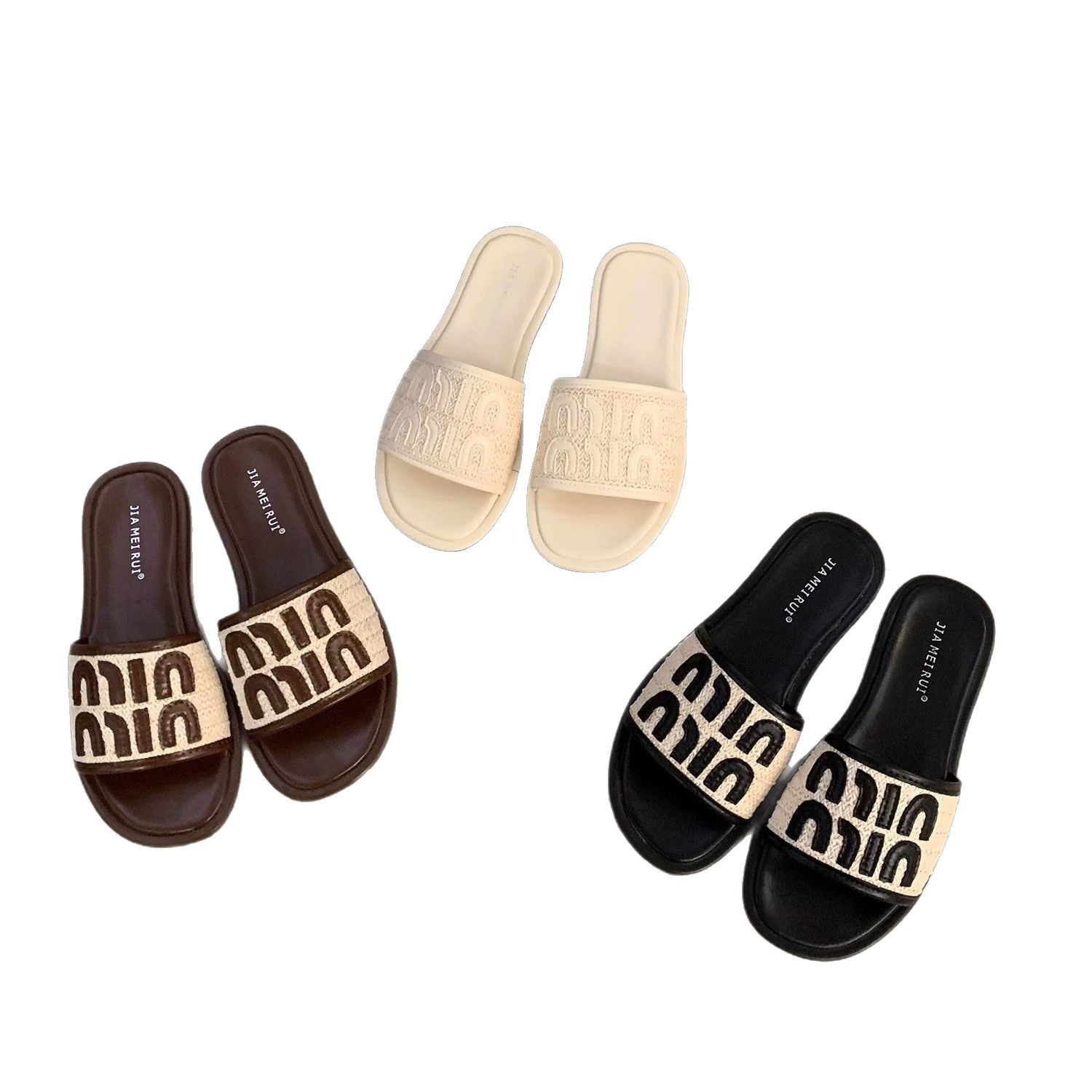 Zapatillas de fondo plano en línea de verano para mujeres 2025, nuevo estilo francés con falda de playa fría