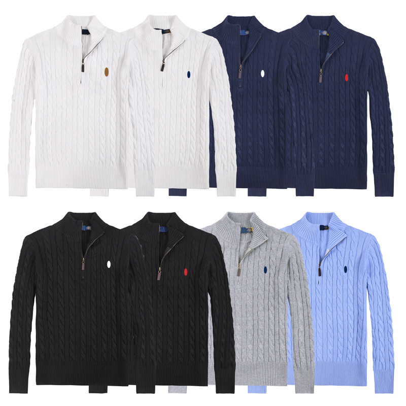 Men's Spring and Autumn Sweater Jacket Trendy Half-Zip Stand Collar Knitwear Casual Long-Sleeve Base Layer Pony Logo Sweater Men's Spring and Autumn Sweater Jacket Trendy Half-Zip Stand Collar Knitwear Casual Long-Sleeve Base Layer Pony Logo Sweater