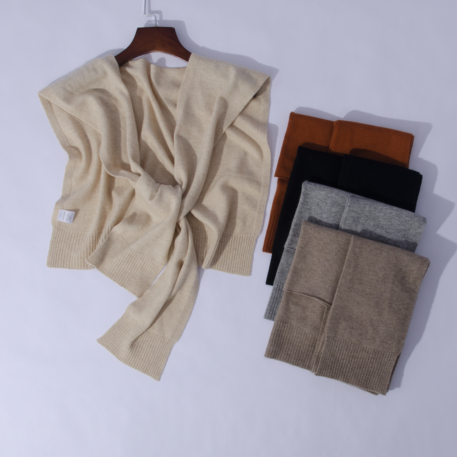 Fábrica de Mongolia Interior cabello recto de lana mezclada de punto caramelo color pigmento primavera otoño invierno sala de aire acondicionado calentamiento ligero pequeño hombro