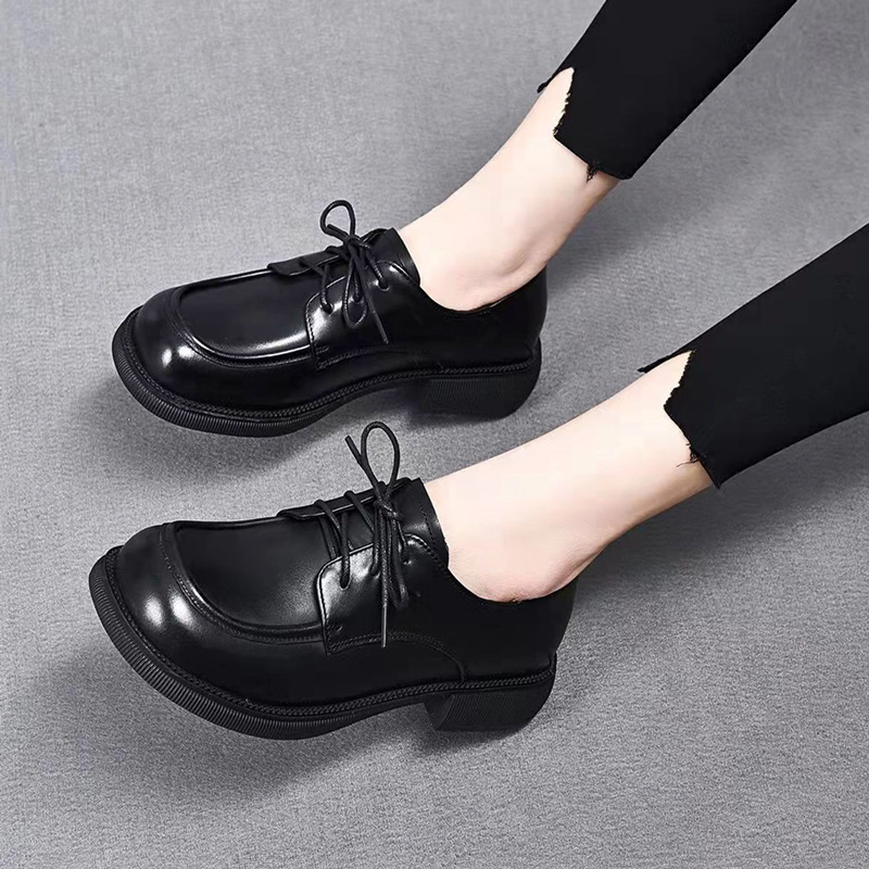 Genuine Leather Comfortable Flats for Women, 2026 Spring New Style, Lace-Up British Style Versatile Women's Shoes, Low Heel Soft Sole Leather Shoes