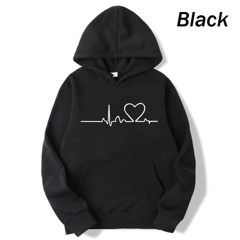 New Women Casual Hoodies Autumn/Winter Heartbeat Print Men L