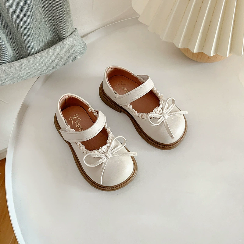 2025 новая корейская версия одной обуви модная бантик принцесса маленькая кожаная обувь детская обувь дикая весна