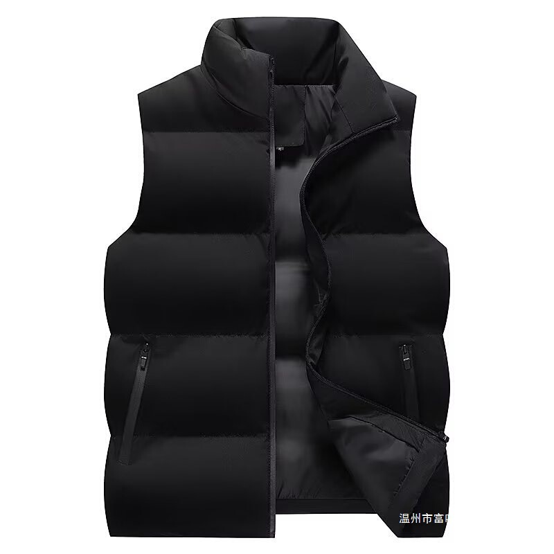 Men's Solid Color down Cotton Vest Winter Coat Trendy Loose Versatile Thick Warm Couple Outerwear Vest