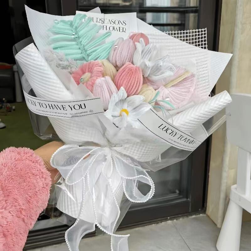 ツイストスティックブーケ素材パッケージ DIY 模擬バラ親友やガールフレンドの卒業式の花束ギフトとして|undefined