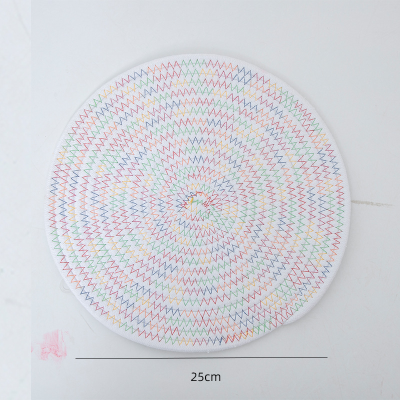 Cojín de paja transfronteriza tela de algodón impresa cojín de taza tejido a mano cojín casero de corteza de maíz cojín de mesa aislante térmico a prueba de quemaduras