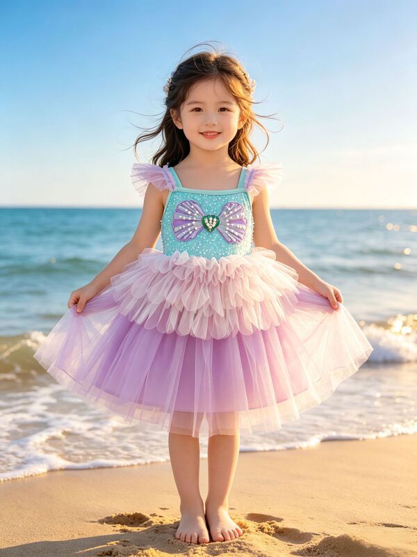 2026 Cross-Border Girls' Mermaid Princess Dress Sequined Bow Cake Puffy Dress Children's Clothing Birthday Dress 2026 Cross-Border Girls' Mermaid Princess Dress Sequined Bow Cake Puffy Dress Children's Clothing Birthday Dress