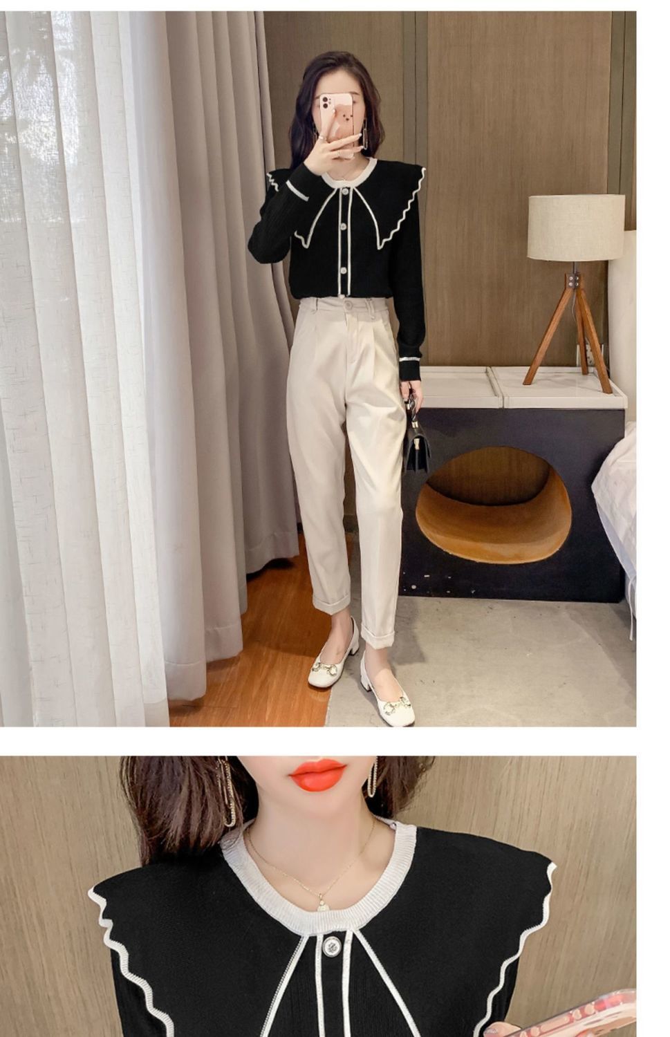 Sweet Lotus Leaf Collar Sweater Style 14