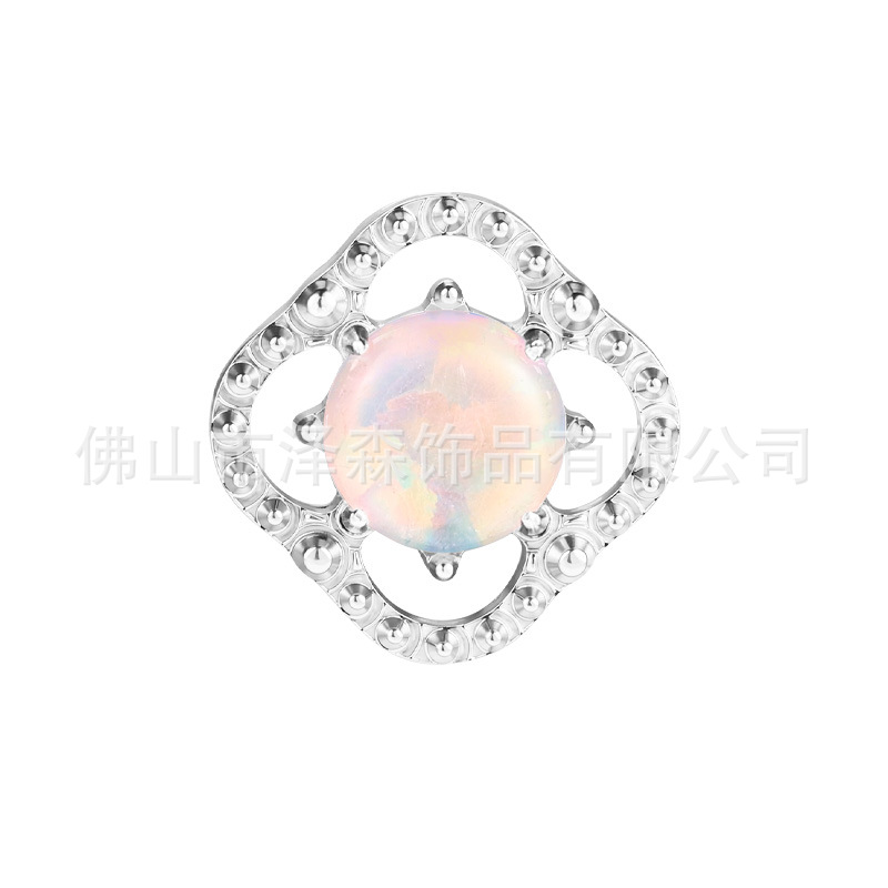 ASTM F136 Titanium Four-Leaf Clover Opal Earring Stud Lip Tongue Nail Body Piercing Jewelry Wholesale detail image 7