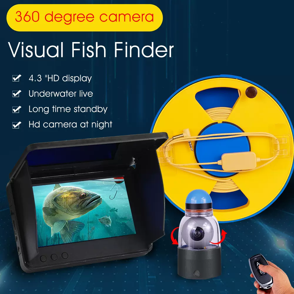 跨境可视探鱼器全套高清360度摄像头水下探鱼器浑水夜视钓鱼神器