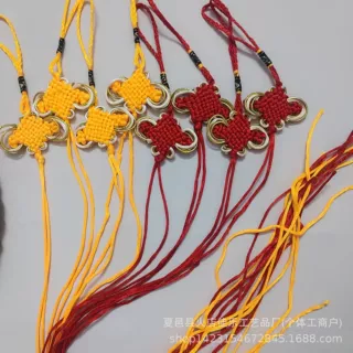 加长8盘金边中国结批发 手工编织8盘富贵结流苏吊穗汽车服装挂件