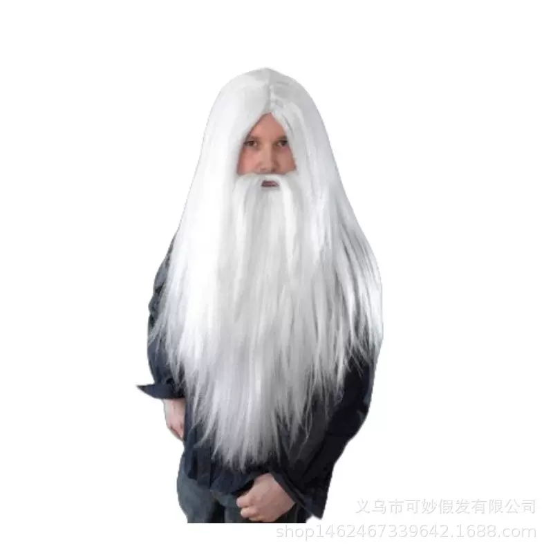 圣诞老人假发SantaClaus万圣节老爷爷白色直发圣诞老人假发胡须