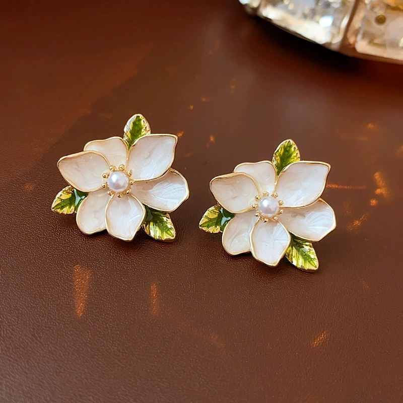 Серебряная игла из жемчуга, ретро модные серьги, цветочные, французский ретро стиль, оптовый