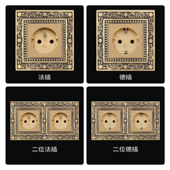 86 Coffee Bronze Print Light Switch Socket Exports British Style 13A Corner European Style French Regulations Socket Panel