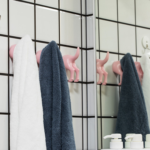 Factory Wholesale Nordic Style Adhesive Hook Cute Strong Decorative Creative Tail Kitchen Small Hooks Wall Hanging with Drilling