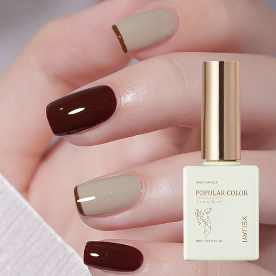 New white nail polish glue pure color brick red nail polish shop special long-lasting firm Nail Polish glue suit