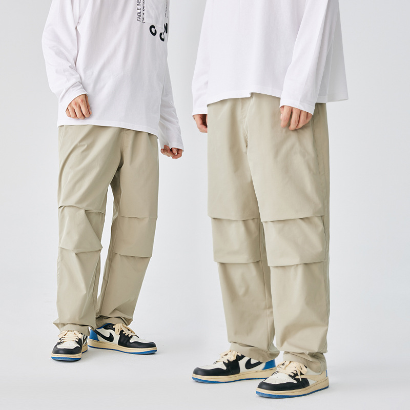 Ru Meng straight umbrella pants men's American casual overalls outdoor hiking climbing wide-leg pants parachute pants trousers