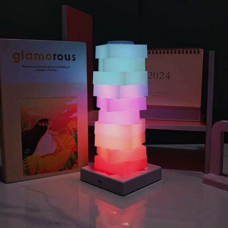 Trendy Cube-Shaped Decorative Rainbow Night Light for Living Room, Children's Room, Girly Macaron Atmosphere Light, Bedroom Gourd Lamp Trendy Cube-Shaped Decorative Rainbow Night Light for Living Room, Children's Room, Girly Macaron Atmosphere Light, Bedroom Gourd Lamp