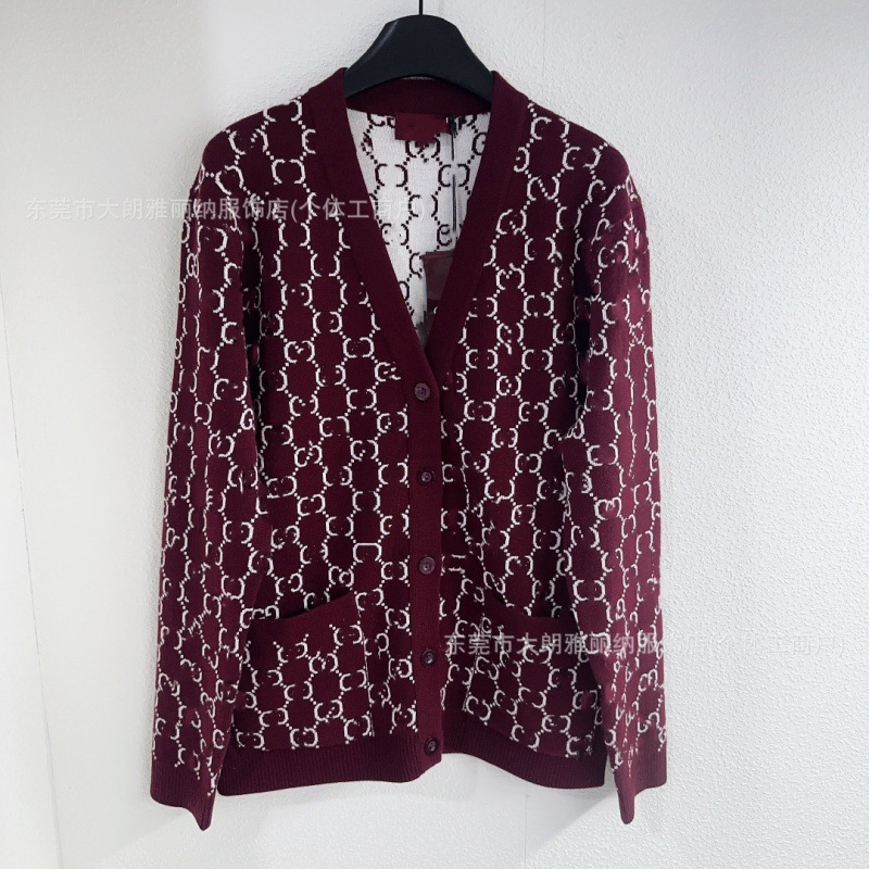 Shenzhen Nanyou g Brand~Top~Premium Version 25 Early Autumn New Style Full Letter Print V-Neck Knitted Long-Sleeve Cardigan Shenzhen Nanyou g Brand~Top~Premium Version 25 Early Autumn New Style Full Letter Print V-Neck Knitted Long-Sleeve Cardigan