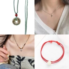 新中式平安锁串珠编织项链女夏设计感小众配饰2025年新款潮锁骨链