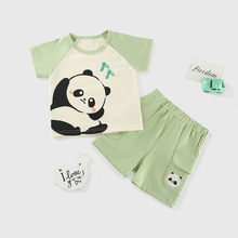 童套装两件套休闲套装男宝宝熊猫衣服韩版套头宝宝服装中小童衣服