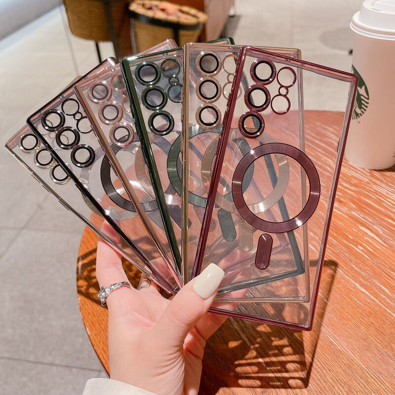 Suitable for Samsung S26Ultra Mobile Phone Case, Transparent Electroplating, Magnetic Magsafe Lens Film, A56 All-Inclusive Wireless Charging Suitable for Samsung S26Ultra Mobile Phone Case, Transparent Electroplating, Magnetic Magsafe Lens Film, A56 All-Inclusive Wireless Charging