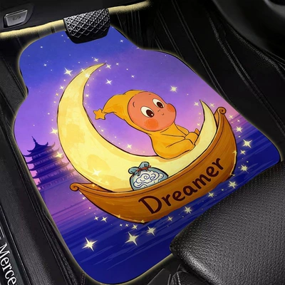 Universal Foot Pad, Retro cartoon-style, cute linen car - night-sky-star-people-linen-car-floor-mats-5065cm-one-piece-in-the-front-row