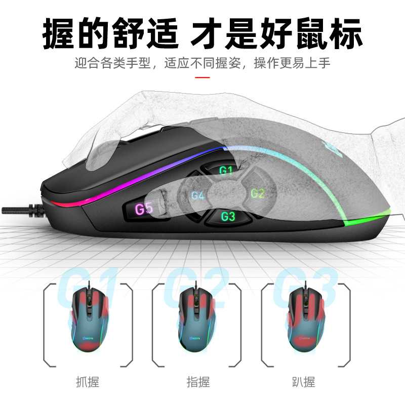 Full-Speed 10 Rgb Macro Definition 12800Dpi Wired Rgb Gaming Mouse Computer Accessories Factory Direct Sales High Dpi