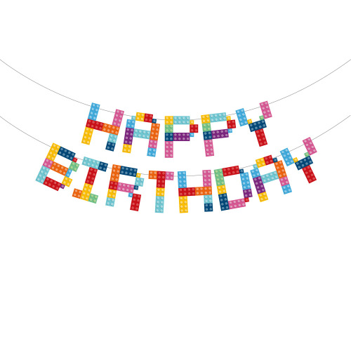 Building blocks Lego theme birthday flag happy birthday birthday party atmosphere decoration layout banner