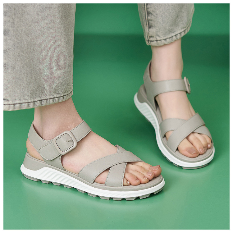 Sandal quai chéo nữ đế dày chống trượt mùa hè — màu nâu, màu đen, màu xám, màu mơ chi tiết 11